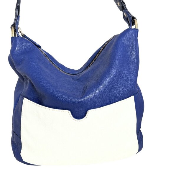orYANY Adele Stylish Blue & White Leather Hobo Handbag With Quirky Interior Desi - Picture 1 of 9